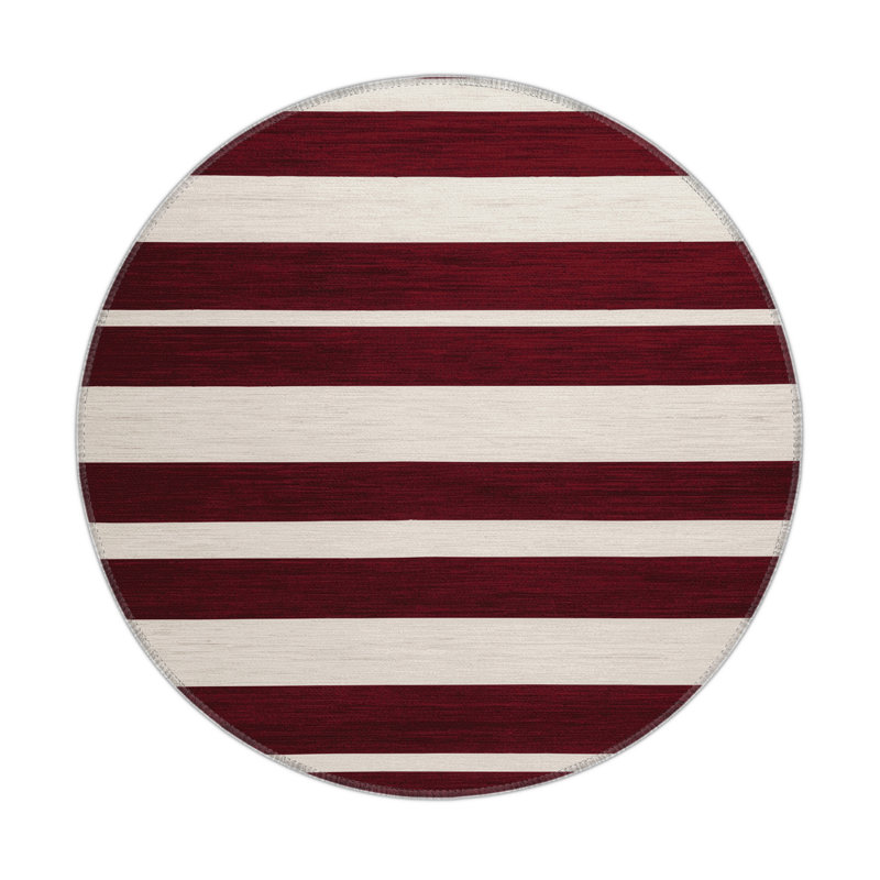 Tapis intérieur / extérieur rouge HorizontalStripes, Rond 5 pi