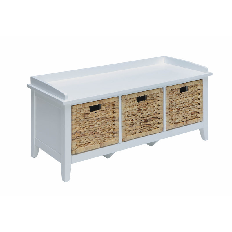 Banc en rotin et blanc avec rangement