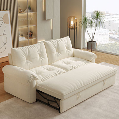 70.9" Modern Convertible Sleeper Sofa, 3-In-1 Pull Out Couch Bed With Biscuit Tufted Cushions And Overstuffed Arms For Small Spaces