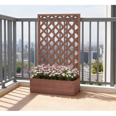 Jardinières spacieuses en bois avec treillis, style contemporain pour les jardins extérieurs