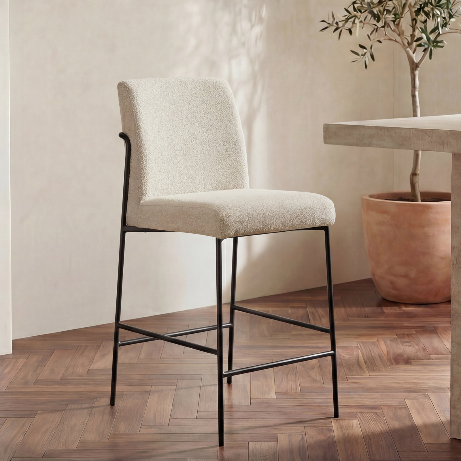 Emogene 17" Bar Stool, Beige