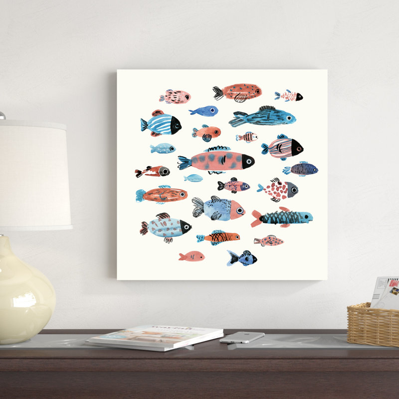 " Fish School II " by Annie Warren Painting Print, 20" H x 20" W  