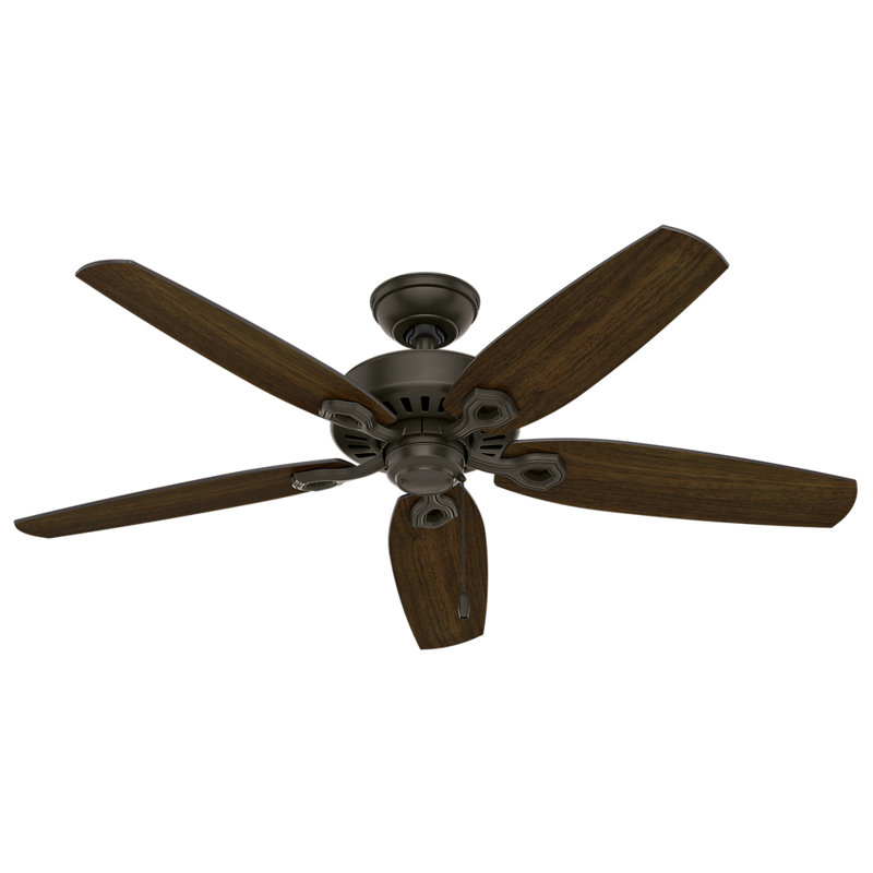 52" Builder Elite 5 - Blade Outdoor Standard Ceiling Fan with Pull Chain, New Bronze