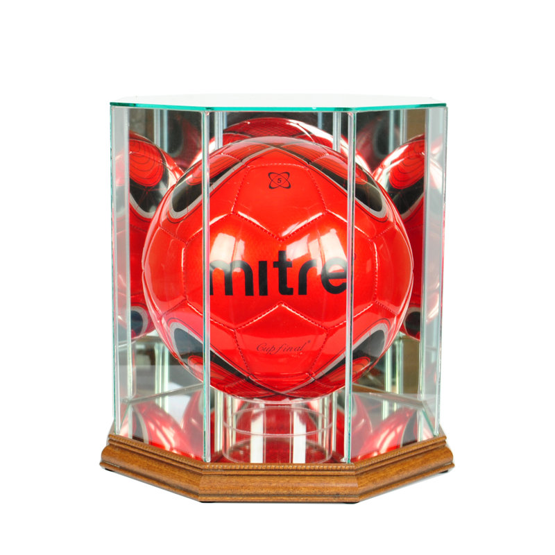 Perfect Cases And Frames 10'' W 10'' D Volleyball Glass Ball / Puck Case, Walnut