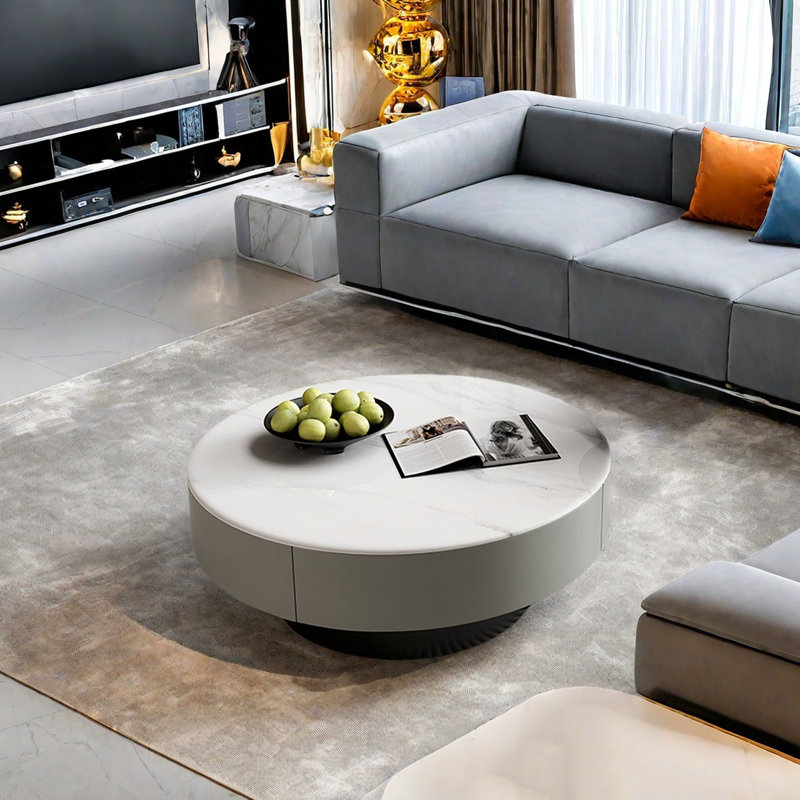 Table basse circulaire en pierre micro-cristalline
