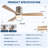 52 inch Mordern Cozy Natural Style Solid Wood Low Profile Flush Mount Intergrated LED Ceiling Fan with Light