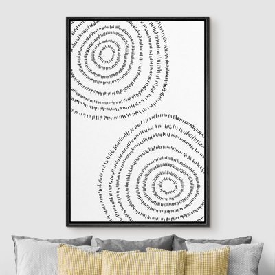 Black & White Spiral Stripe Circle Duo Muted Abstract Minimalist Relax Calm Living Room Decor