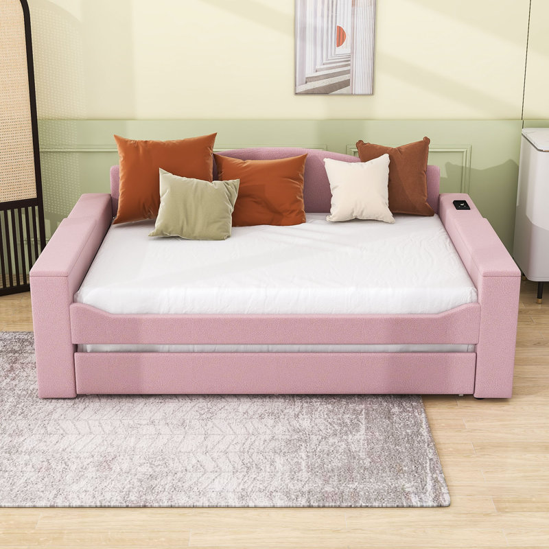 Melito Upholstered Daybed, Beige, Full / Double
