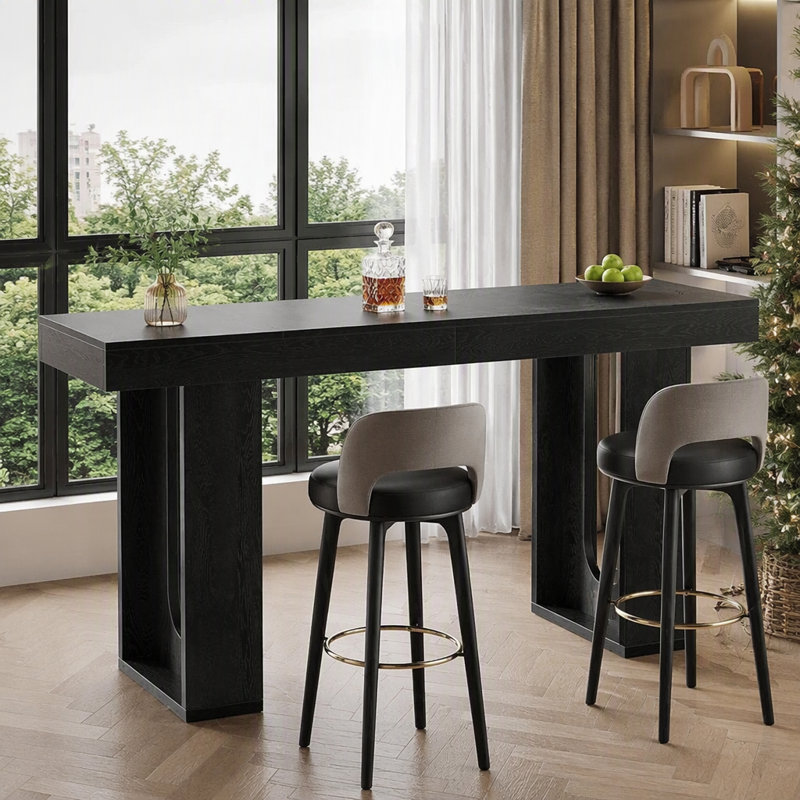Table de bar longue, Noir