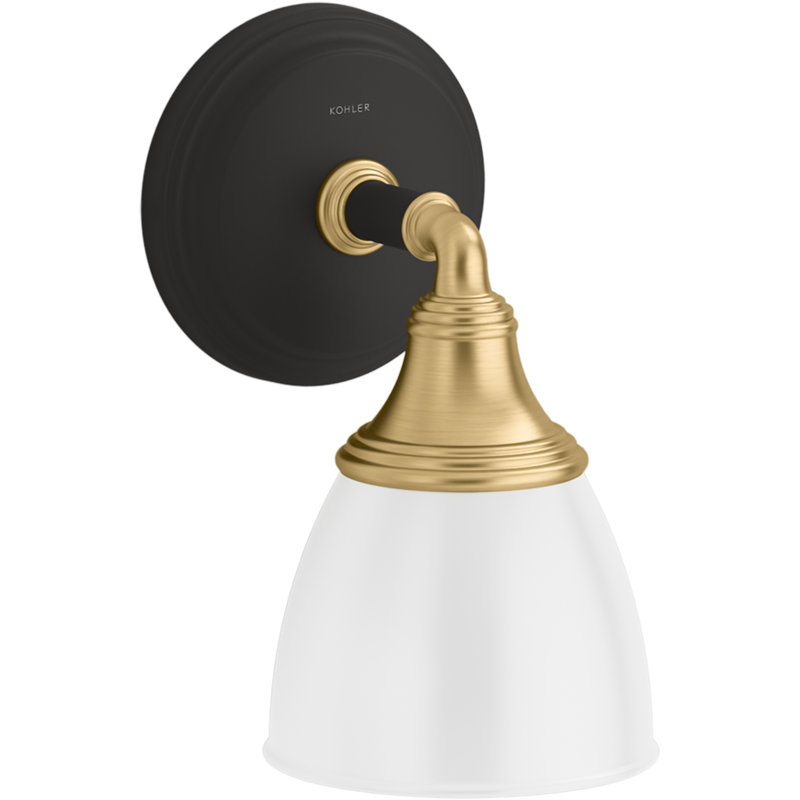 Devonshire 1 Light Indoor Bathroom Wall Sconce, Position Facing Up or Down, UL Listed, Gold/Matte Black