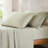 Pleat Cotton Sheets Green 4 Piece Set King-116543530-116543529
