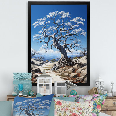 Arbre harmonie sur fond bleu - Art mural sur toile floral et botanique