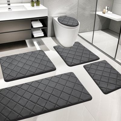 Tapis pour salle de bain avec mousse à mémoire de forme antidérapante (ensemble de 5)
