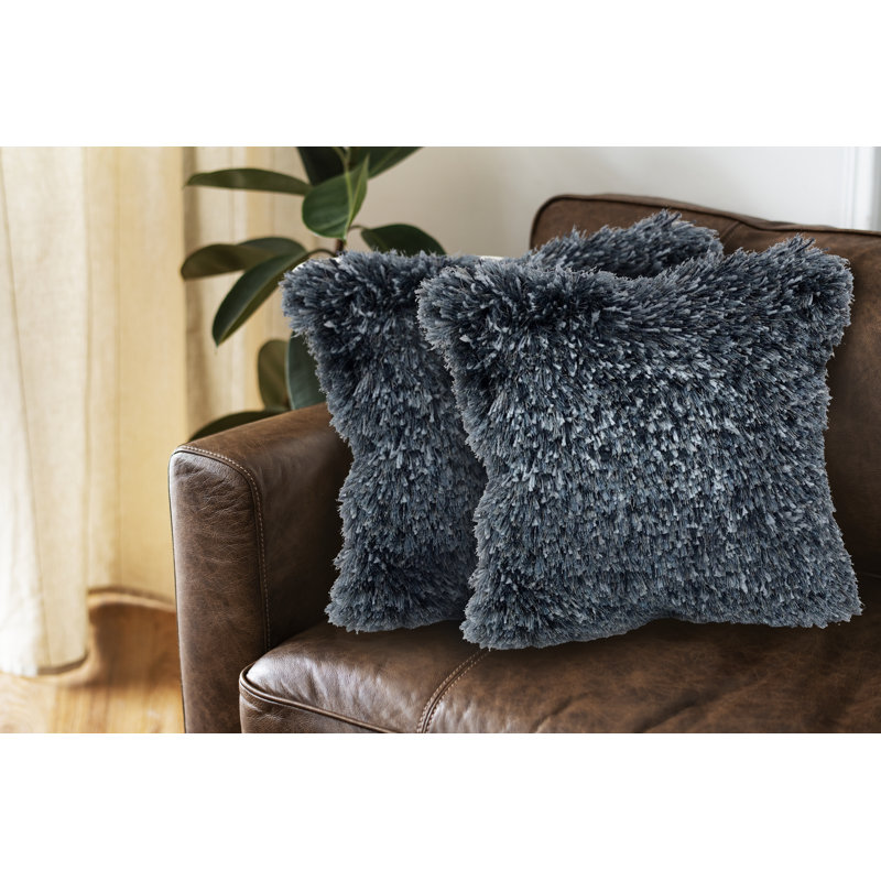 Housse de coussin bleue unie, Bleu