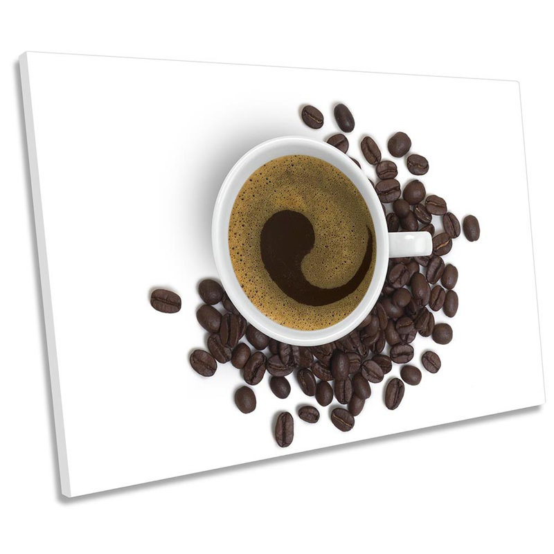 Coffee Brown Cup Kitchen White - Wrapped Canvas Print, 30.5cm H x 45.7cm W x 2cm D
