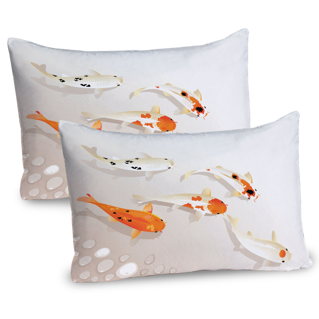 Kissenbezug, Traditionelle Spotted Koi Fische, Fisch, Orange Beige