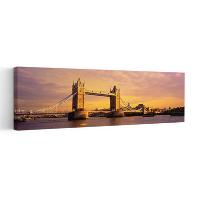 Tower Bridge London England 1 Piece Wrapped Canvas Panoramic Wall Art