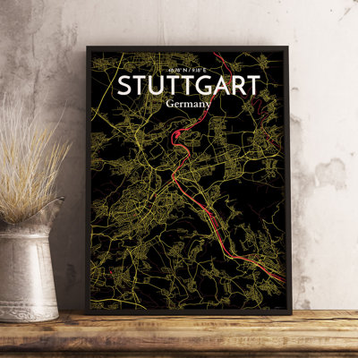 Stuttgart City Map - No Frame Print