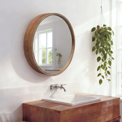 Miroir mural coulissant 23,62 "avec tablettes de rangement - Armoire d'appoint en bois à 2 niveaux