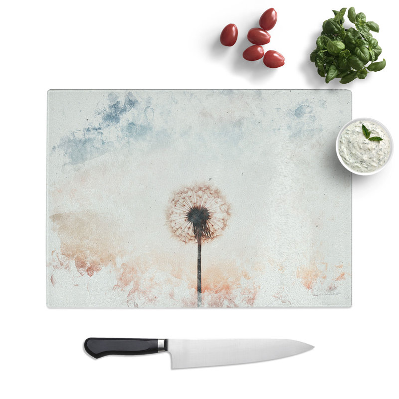 Tempered Glass Dandelion Chopping Board, 28.5 cm x 39 cm