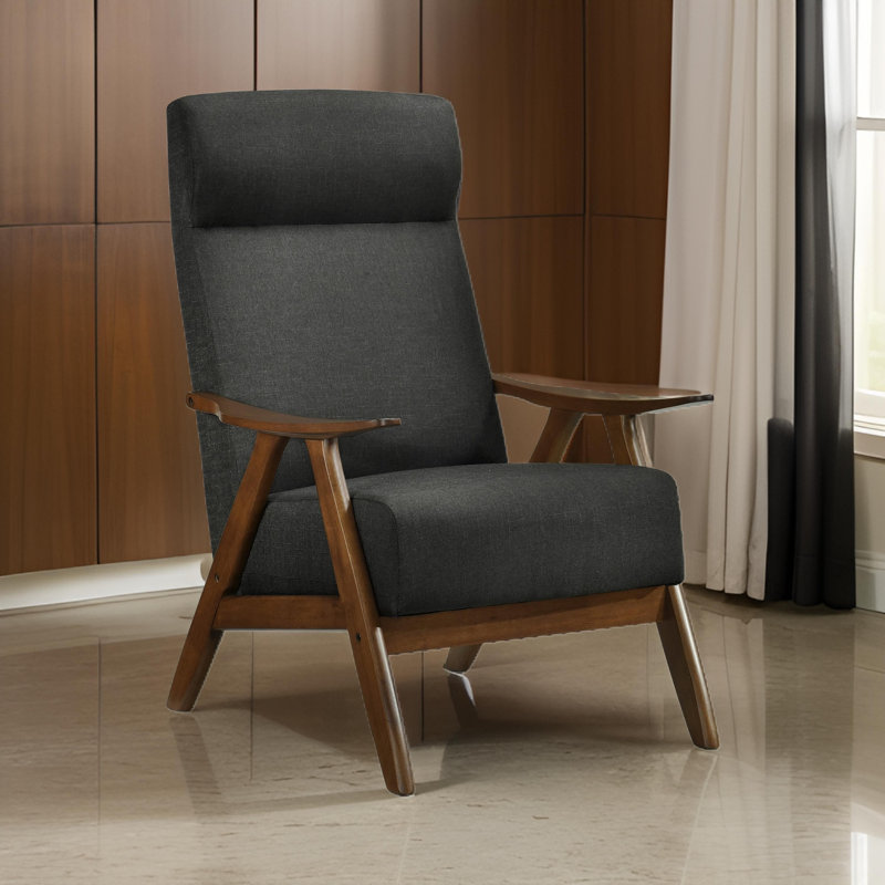 Fauteuil de 29 po de large Kiyon, Mélange de polyester gris foncé
