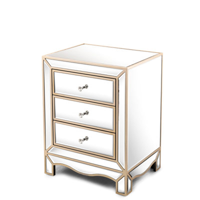 Meuble à trois portes avec un élégant miroir couleur champagne. Fabriqué en verre épais. Convient aux salons, chambres et coins. Haute résistance à la chaleur, facile et rapide à nettoyer. Poignée en cristal lisse.