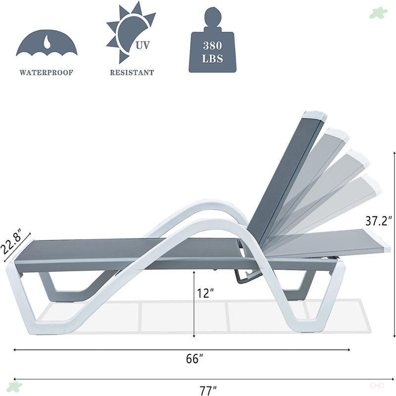 Méridiennes de patio réglables en aluminium, Gris