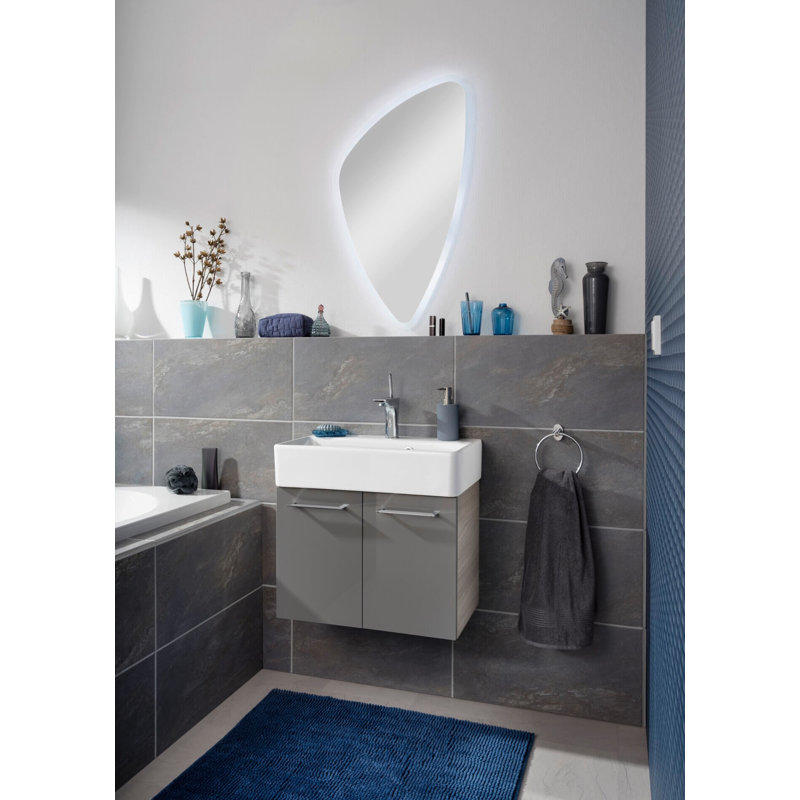 Lima 59cm Single Bathroom Vanity Base Only, Stone ash/Basalt grey