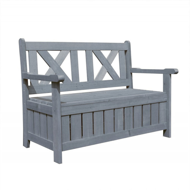 Wooden Under Seat Storage Bench, Grey