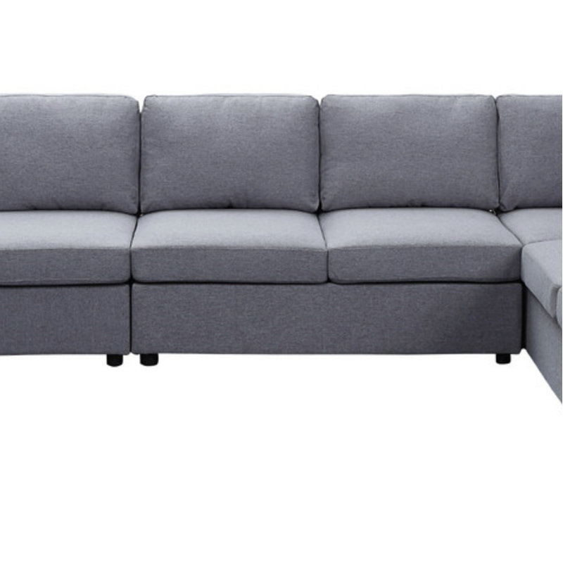 Linen 7 Seat Reversible Modular Sectional Sofa Chaise