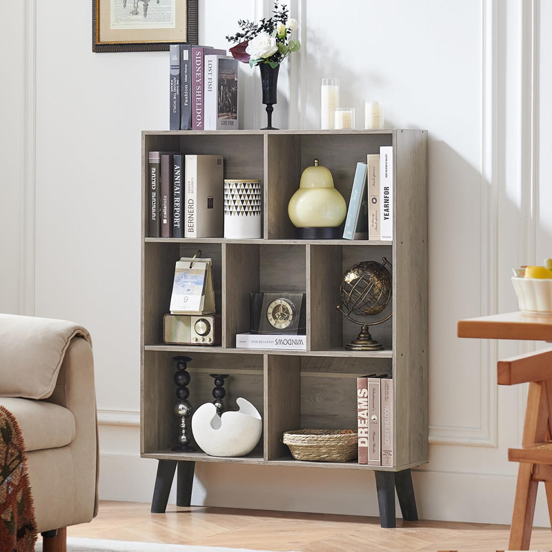 3-Tier Freestanding Open Cube Bookshelf, Retro Gray