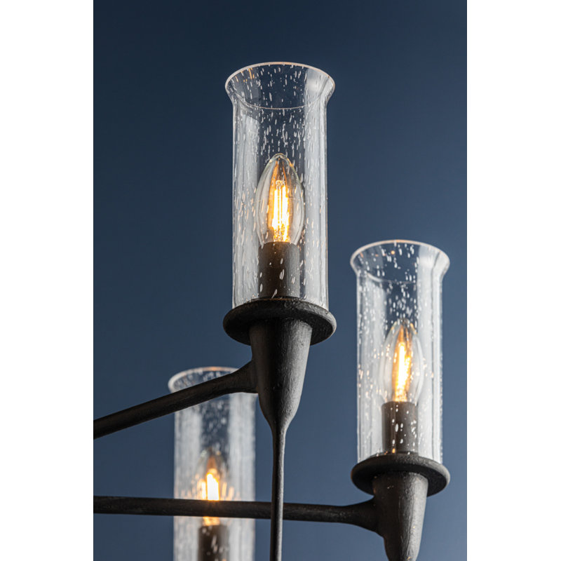 Chisel 8 Light Chandelier, Black Iron