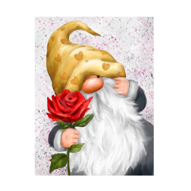 Art sur toile, ginome bolognaise avec rose rouge, H 14 po x l 19 po