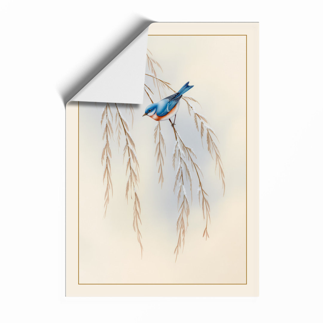 Bird on Willow Branch Botanical - Framed Print