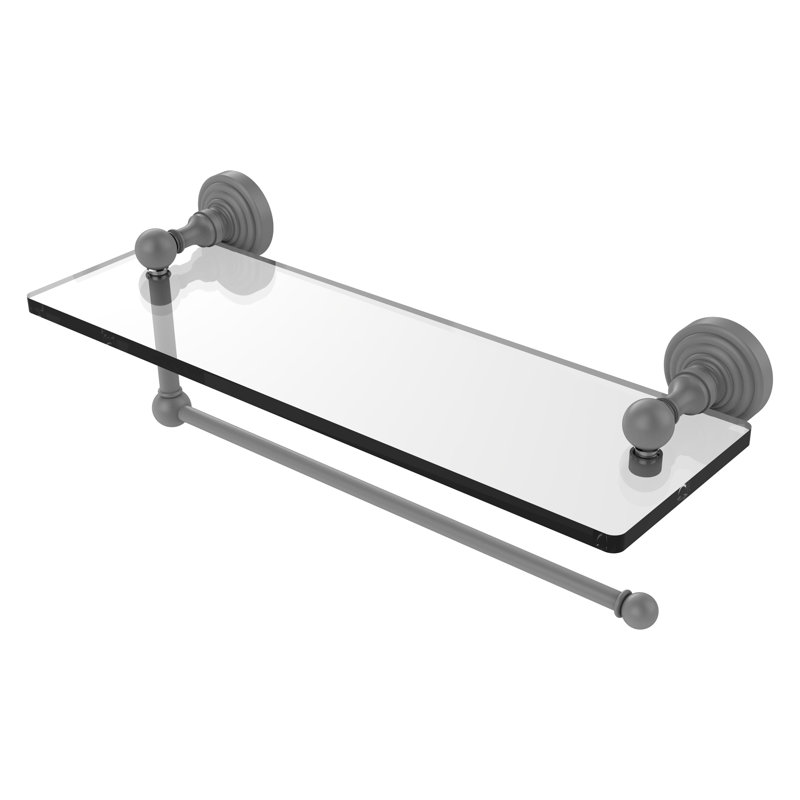Beresford Bracket Shelf with Towel Bar, Matte Gray, 5'' H x 16'' W x 5'' D