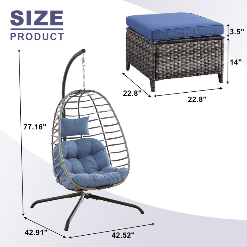 Chaise de patio inclinable avec coussins et repose-pieds Baja, Polyester bleu clair