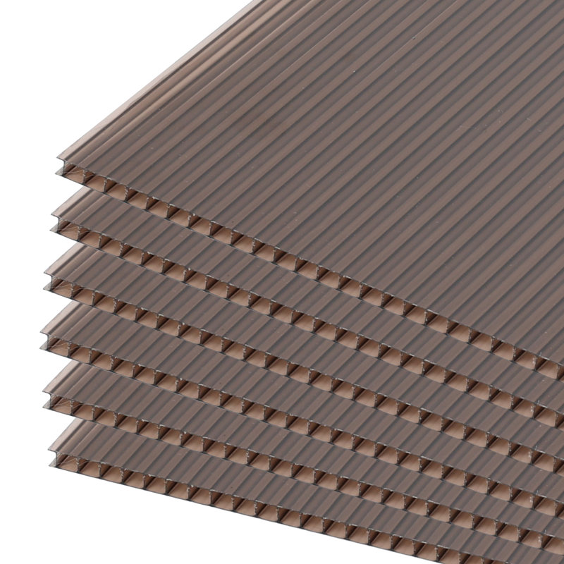 6 PCS Polycarbonate Panels, Brown, 0.5cm H x 158cm W x 71cm D