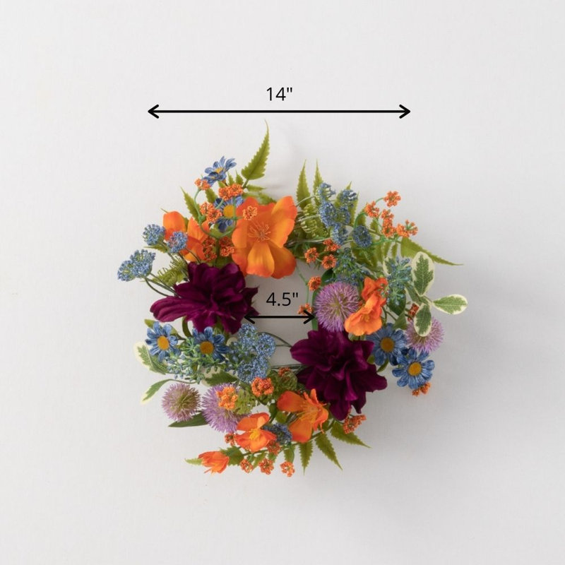 14" Artificial Dahlia Mix Wreath