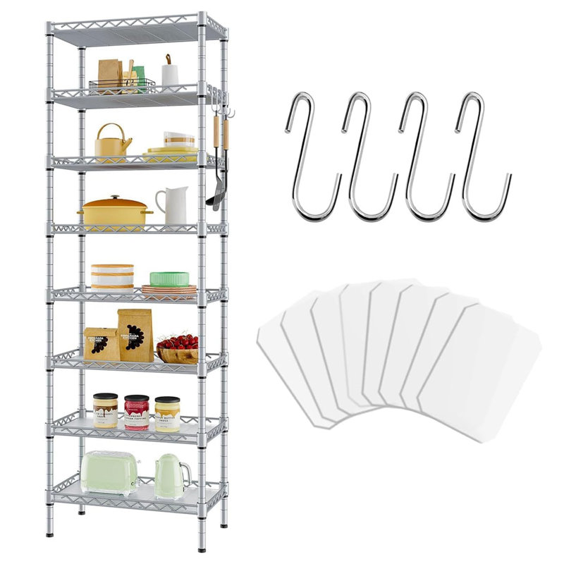 59cm W Metal Shelving Unit, Silver