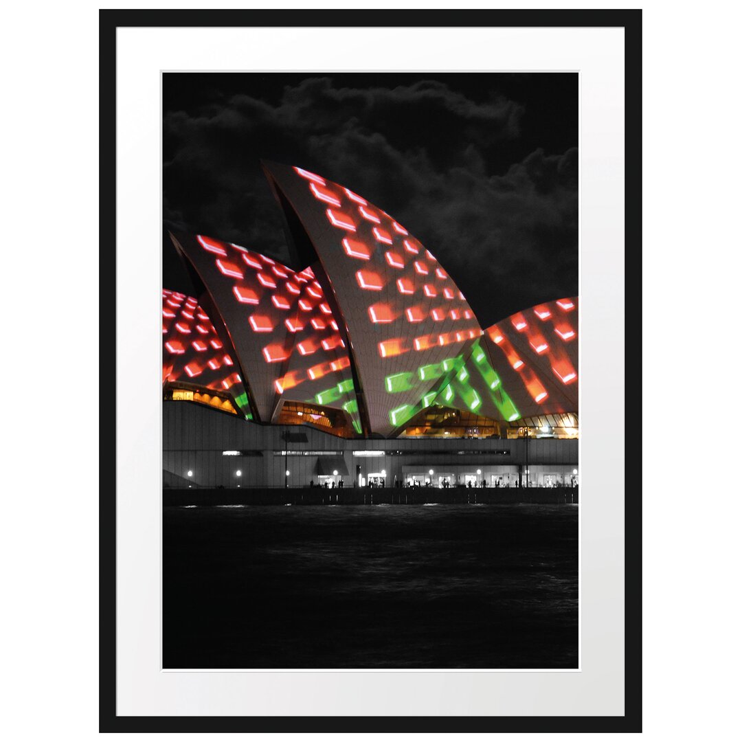 Gerahmtes Poster Sydney Opera House bei Nacht