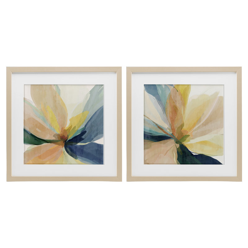 "Abstract Sunshine Florals", ensemble de 2 impressions encadrées sous verre, design par Irena Orlov, H 13 po x l 13 po