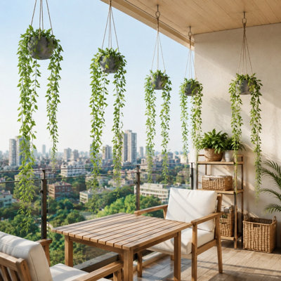42,9 pouces plante de verdure suspendue artificielle, paquet de 2 fausses vignes traînantes en pot de pâte à papier avec corde de jute ajustable pour plafond mural d'intérieur