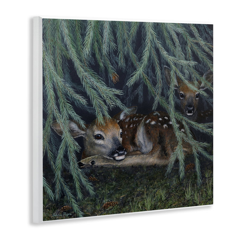  Deer Under Forest Tree Wall Plaque Art by Valerie Rogers