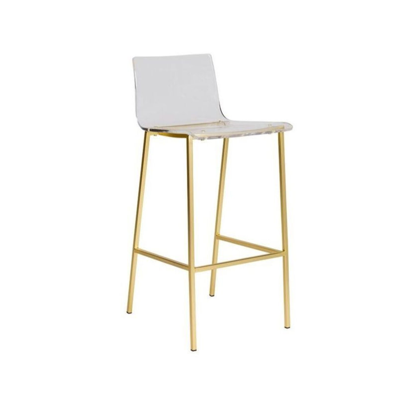 Counter Stool with Metal Frame, Clear/Gold