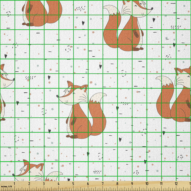 Devilal Foxes with Colourful Dots and Swirls Multi-Purpose Fabric