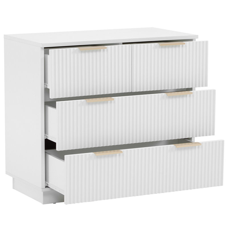 4 Drawer Nightstand For Bedroom, White