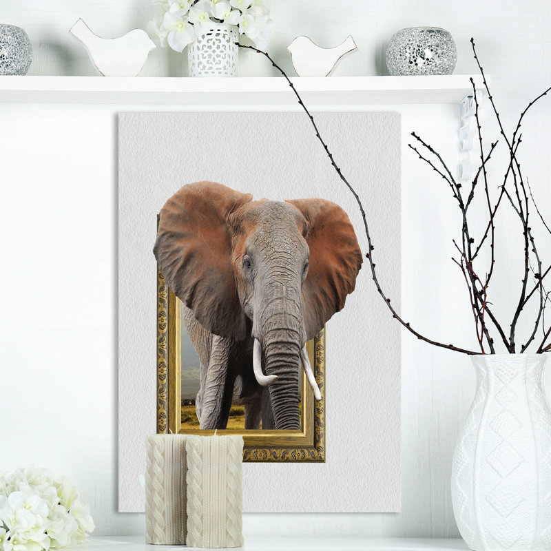 « éléphant in, cadre en bois », reproduction d’impression sur toile tendue, H 20 po x l 12 po x P 1po