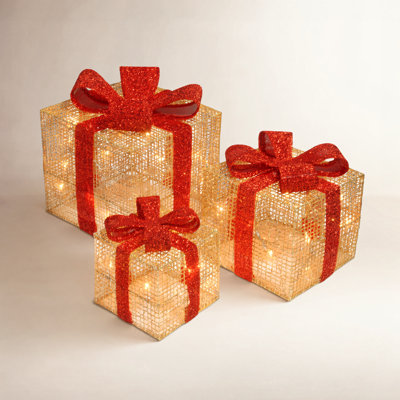 The Holiday Aisle® 3-Piece Pre-Lit Gift Box Set