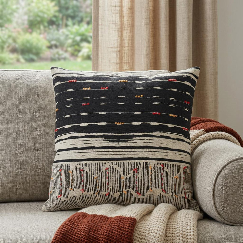 Coussin décoratif en coton, Sarcelle, L 22 po x H 22 po x P 6,5 po, Polyester
