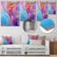 "Transitional" rose et bleu formes VI - art mural abstrait sur toile en métal-2044009588